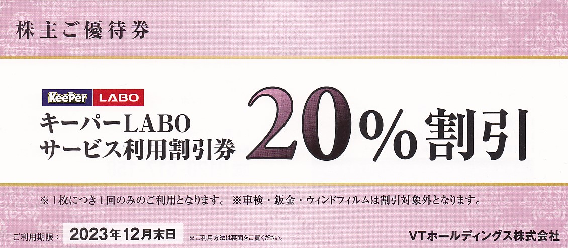 VTホールディングス 株主優待券 2023.12 - 割引券